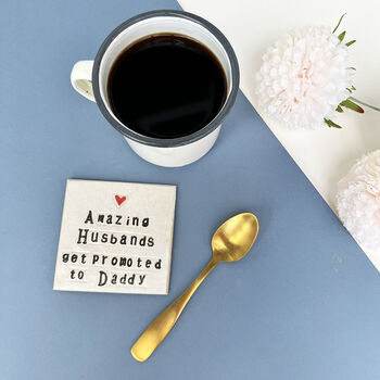 Husband To Daddy Ceramic Coaster Pregnancy Reveal Gift, 5 of 10
