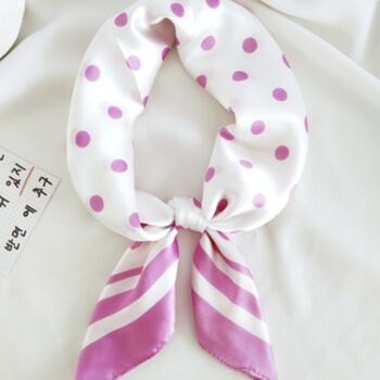 Pink Polka Dot Neck Square Scarf, 2 of 6