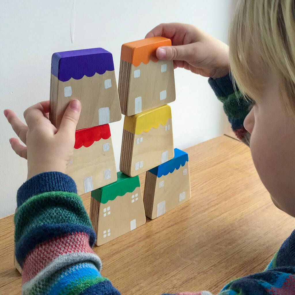 Image of Handcrafted Wooden Houses In Rainbow