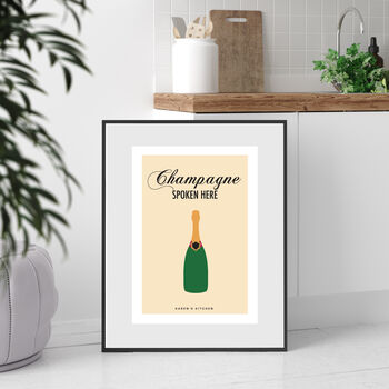 Personalised 'Champagne Spoken Here' Print, 3 of 6