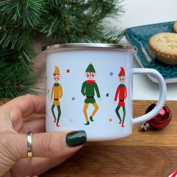 Christmas Elves Enamel Mug, 5 of 5