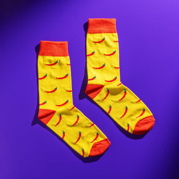 Red Chilli Pattern Colourful Egyptian Cotton Men's Socks, 3 of 5