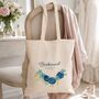 Personalised Blue Floral Bridesmaid Tote Bag Gift, thumbnail 2 of 6