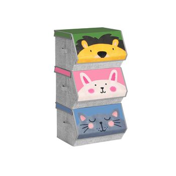 Set Of Three Stackable Toy Storage Organiser Boxes, 3 of 7
