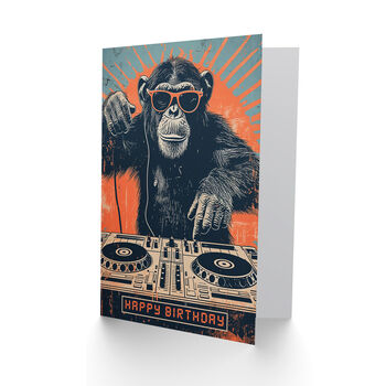 Retro Dj Chimp Sunglasses Ape Decks For Him Birthday Card, 2 of 5
