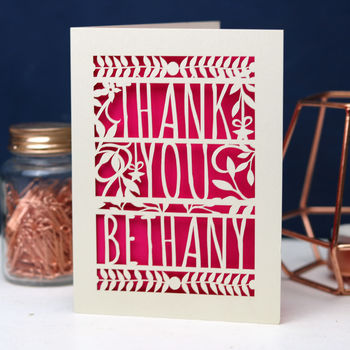 Personalised Papercut Floral Thank You Card, 4 of 4