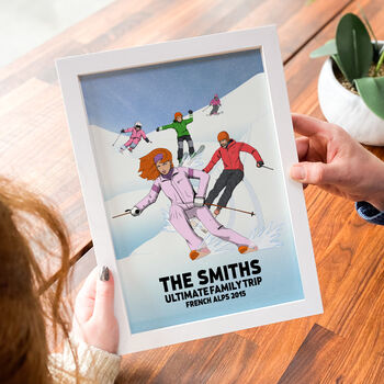 Personalised Cartoon Skiing Family Print, 7 of 7