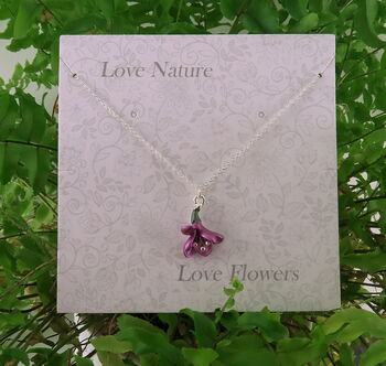 Freesia Purple Flower Pendant Necklace, 2 of 5