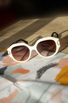 Cream Circle Arm Detail Oversize Sunglasses, 6 of 7