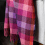 Purple And Pink Check Lambswool Throw, thumbnail 5 of 5