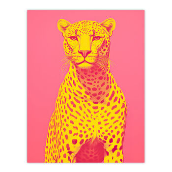 Cerise Cheetah Bold Animal Yellow Pink Wall Art Print, 6 of 6