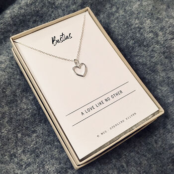 Silver Heart Necklace. Besties Friendship Gift, 4 of 4