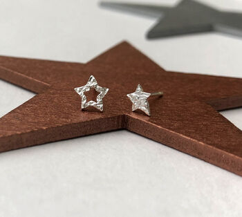 Thank You Teacher Mismatched Sterling Silver Star Earrings Gift, 10 of 12