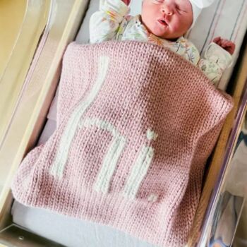 Hi Hand Knitted Baby Blanket, 6 of 10