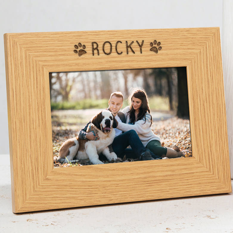 Personalised Dog Photo Frame Wooden Engraved 