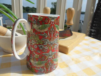 Small Jug In Red Strawberry Thief Design, 7 of 9