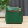 Leather Cross Body Handbag In Green And Tan, thumbnail 2 of 3
