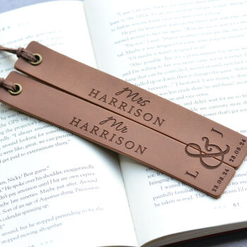 Personalised Leather Bookmark Set Valentine's Gift For Him And Her, 7 of 11