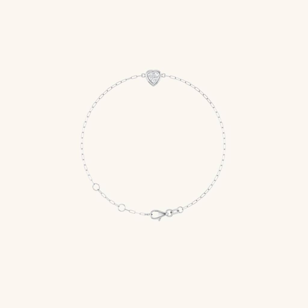 Heart Pendant Chain Bracelet Silver, 1 of 2