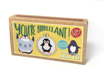 You're Brrrilliant! Mini Matchbox Cross Stitch Kit, 2 of 6