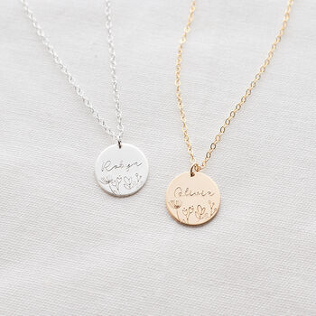 Personalised Floral Name Disc Necklace, 3 of 5
