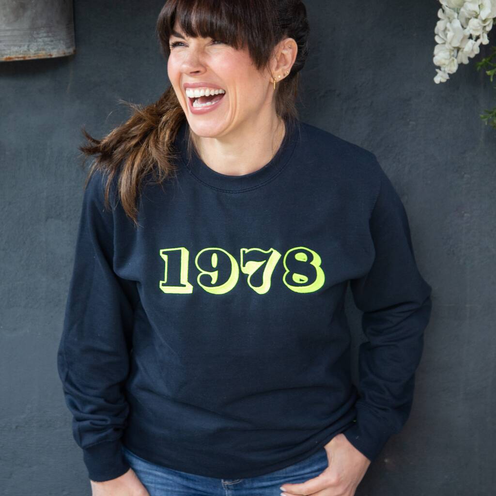 Neon Embroidered Year Of Birth Sweatshirt, 1 of 6