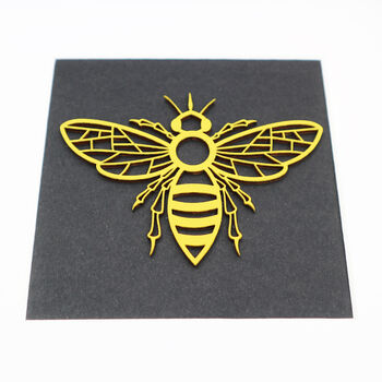 Yellow Manchester Bee Framed Woodcut Artwork, 4 of 6