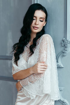 Beaded Bridal Cape Art Deco Wedding Capelet, 8 of 12