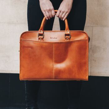Personalised Leather Laptop Briefcase Satchel ‘Loxley', 4 of 10