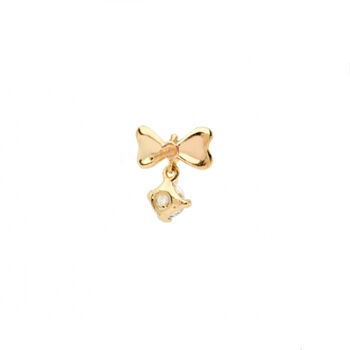14 Carat Gold Bow Drop, Threaded Labret Piercing, 2 of 5