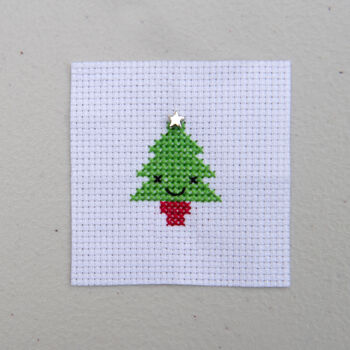 Kawaii Christmas Tree Mini Cross Stitch Kit, 5 of 8
