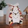 Small Clock With Geometric Argyle Chevron Pattern, thumbnail 1 of 6