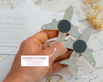 Beige Wedding Boarding Pass Save The Date With Beige Magnetic Plane, 3 of 7