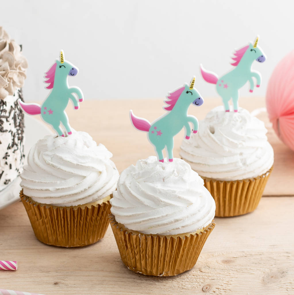 Jumping Unicorn Cupcake Toppers Set Of Six By Funky Laser