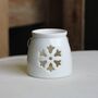 Cut Out Snowflake Ceramic White Tea Light Holder, thumbnail 1 of 4