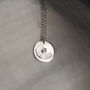 Initial Coin Pendant And Birth Flower Silver, 9ct Gold, thumbnail 4 of 6