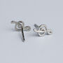 Sterling Silver Treble Clef Stud Earrings, thumbnail 4 of 6