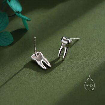 Teeth Stud Earrings In Sterling Silver, 9 of 12