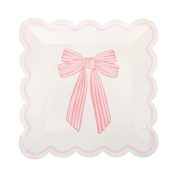 Large Pink Bows Party Plates X Eight, 4 of 4