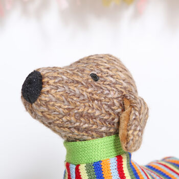 Knitted Dachshund Sausage Dog Soft Toy, 4 of 4