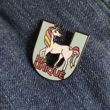 'Brave' Bear And 'Unique' Unicorn Enamel Pin Badge, 6 of 9