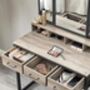 Dressing Table Set With Mirror, Stool, And Three Drawer, thumbnail 3 of 11
