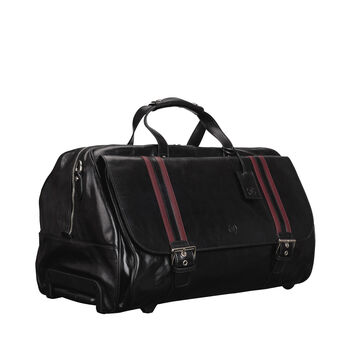 Personalised Mens Wheeled Leather Travel Bag. 'Dino L', 7 of 11