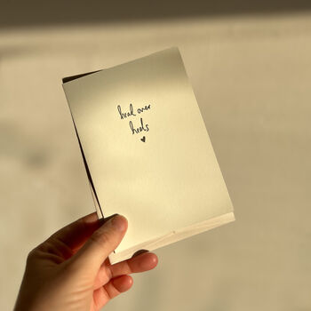 Head Over Heels Hand Hand Printed Romantic Card, 2 of 2