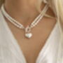 Double Strand Pearl And Silver Heart Necklace, thumbnail 6 of 11