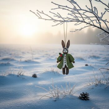 Handmade Felt Hector Christmas Hare Hanging Decoration, 8 of 9