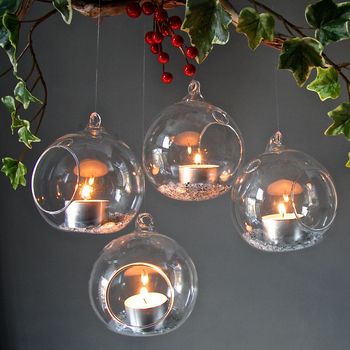 set of four hanging tealight bubbles by london garden trading