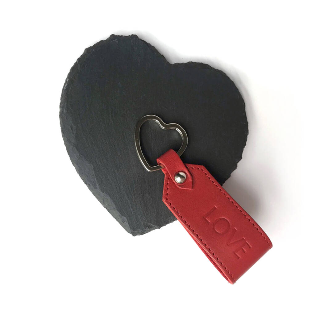 Love Embossed Leather Keyring, 1 of 4