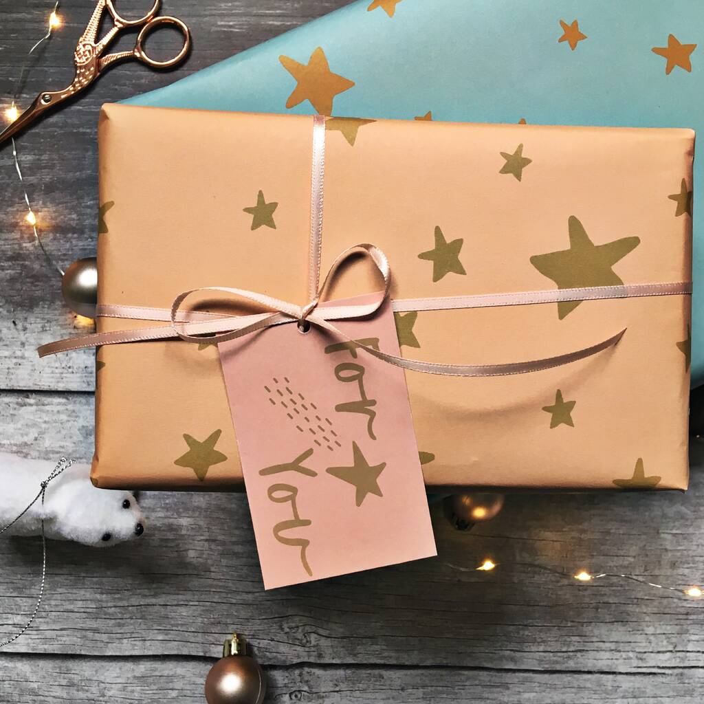 Gold Stars Wrapping Paper By Summer Lane Studio
