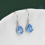 Sterling Silver Topaz Blue Cz Droplet Drop Earrings, thumbnail 1 of 12